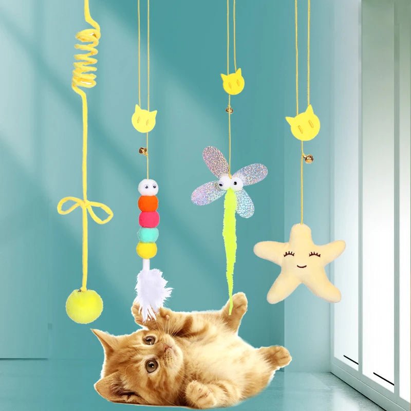 Simulation Cat Toy Cat Scratching Rope Feather Funny Kitten Playing Game Interactive Toy Retractable Hanging Door Pet Supplies - Happy Tails