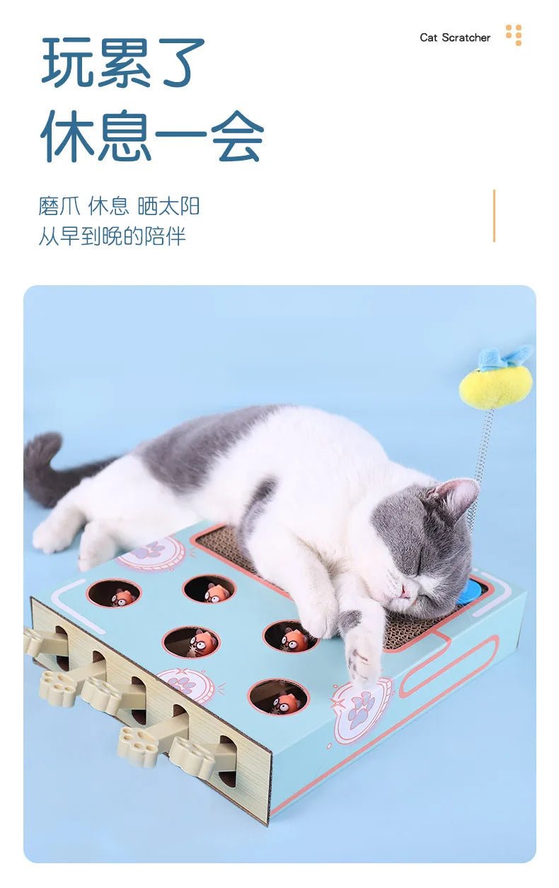 Cat Toy Whack - a - Mole Cat Scratching Board Toy Grinding Claw Rest Play Funny Cat Interactive Multifunctional Cat SuppliesHappy TailsHappy Tails