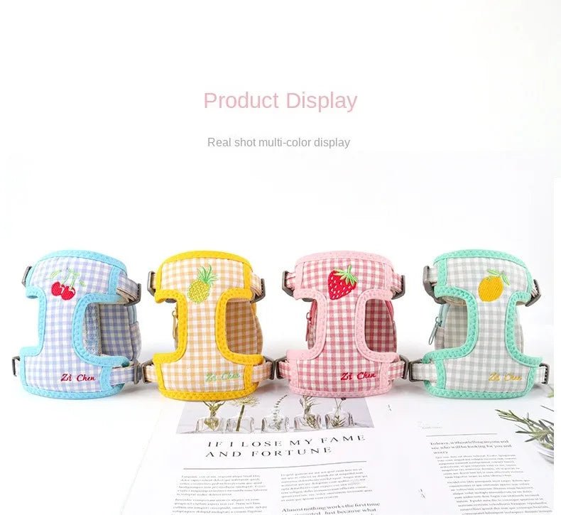 Cat Harness with Backpack Prevent Break Free Breathable Chest Strap Pet Traction Rope Set Teddy Mini Dog Walking Pet Supplies - Happy Tails