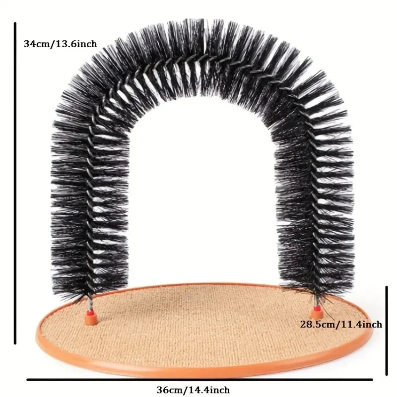 Cat Toy Arch Self Groome Pamper Feline with A Massage Grooming Rubbing Brush with Scratching Pad Toy for Cats Interactive ToysHappy TailsHappy Tails