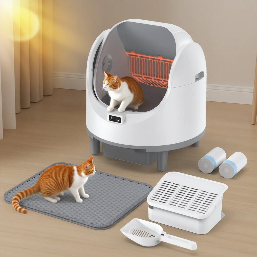 Smart Self-Cleaning Cat Litter Box with WIFI Control and MatHappy TailsHappy Tails