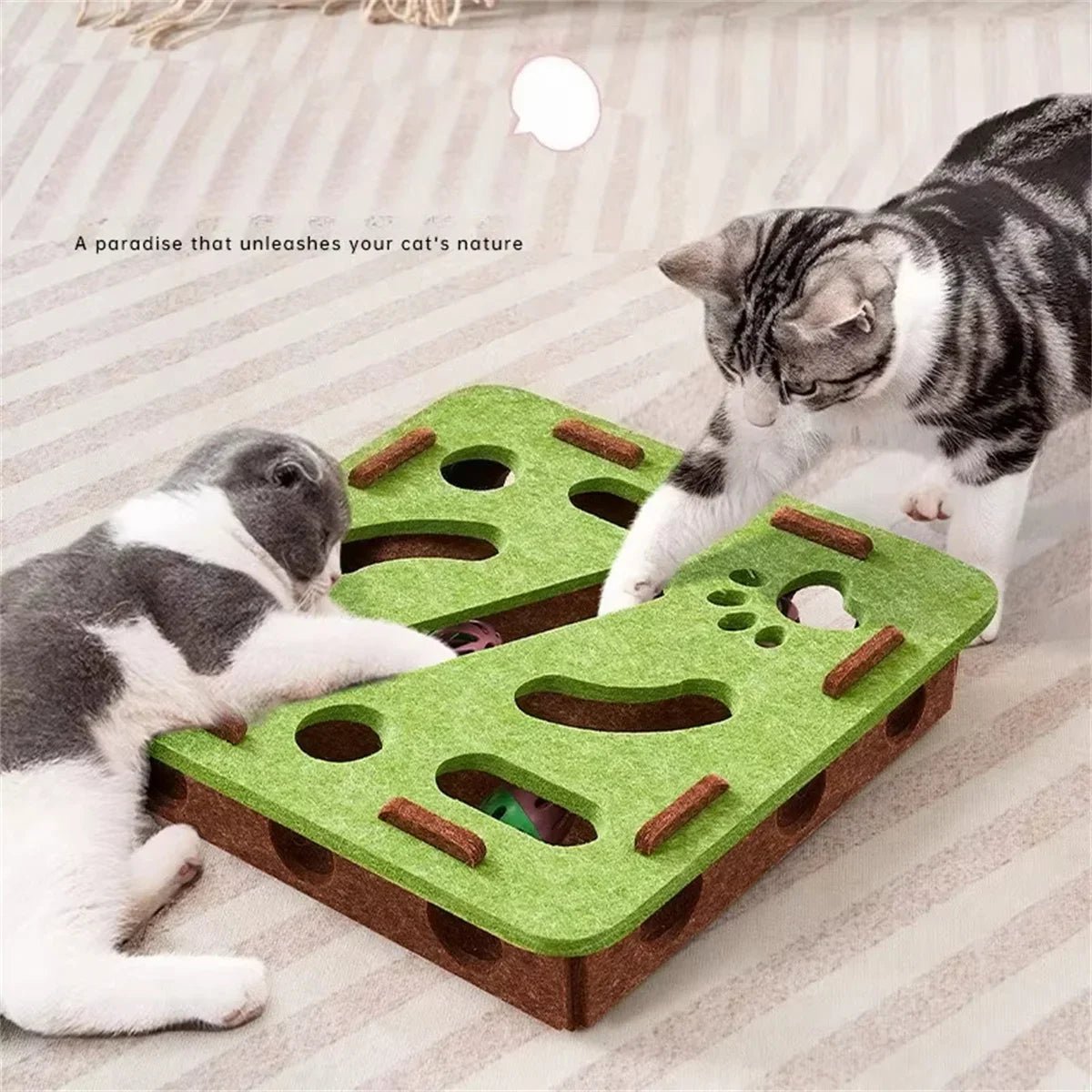 Cat Scratching Post and Puzzle Maze Toy Set Sisal and Felt Interactive Playing Toys for Indoor Kittens Entertainment Supplies - Happy Tails