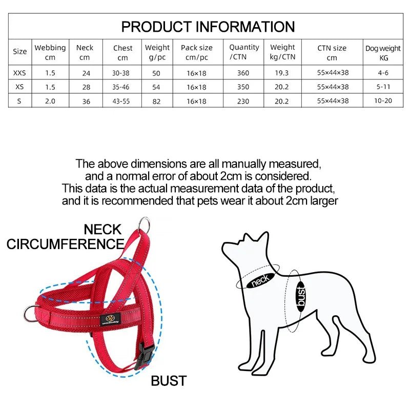 Harness for A Small Dog Harness Harnait Dog Chest Nylon Large Dog Harness Small Breed GXQ04 - Happy Tails
