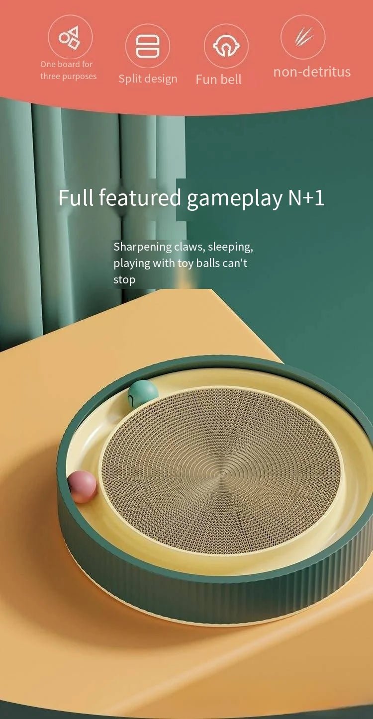 Round Cat Scratching Board Anti Cat Scratcher with Ball Pet Cat Toys Funny Sharpen Nails Scraper Can Replace Nest For Cats - Happy Tails