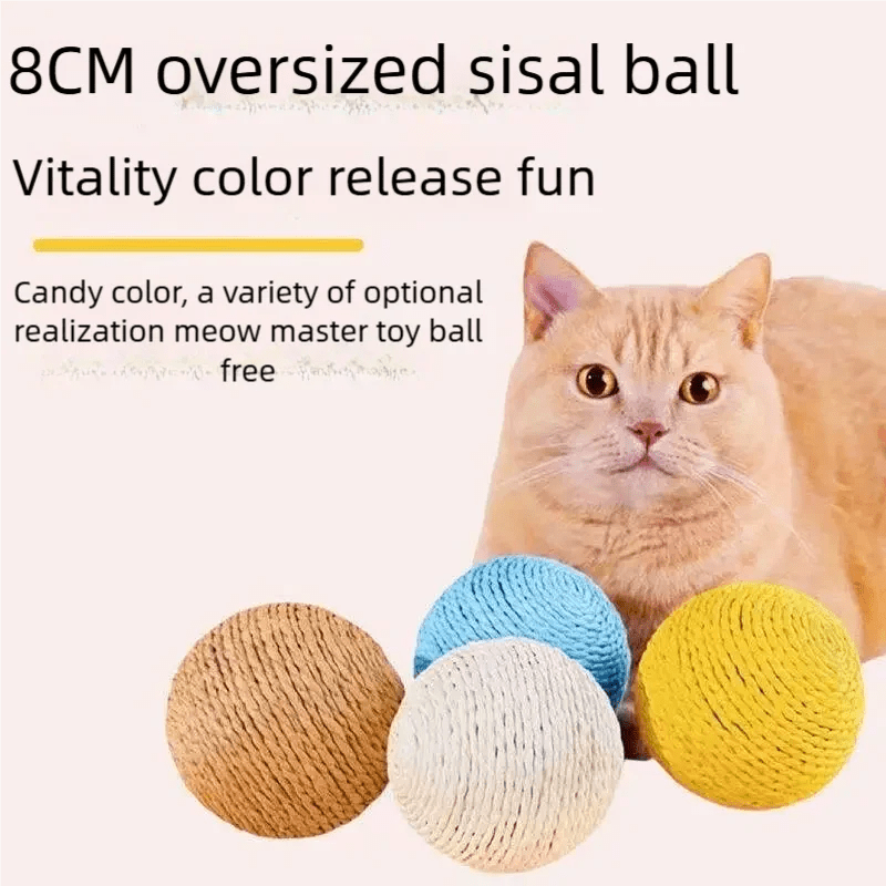 Interactive Sound-Making Big Sisal Cat Scratching Ball Toy Bite-Resistant Kitten Chew Toys for Feline Fun And Claw Care - Happy Tails