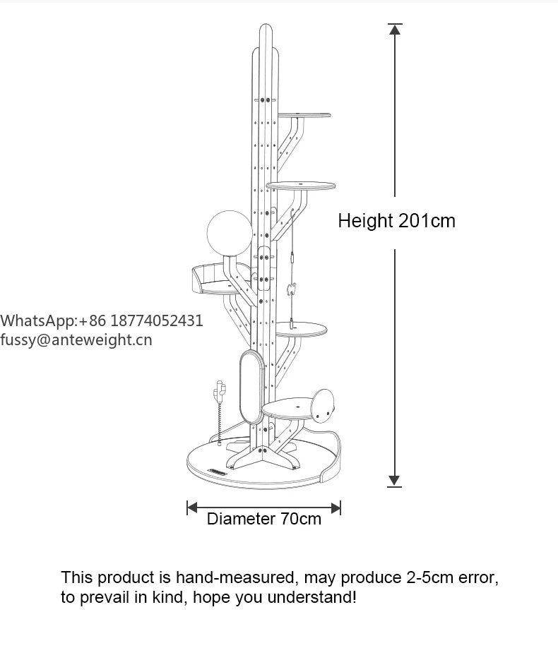 Cactus Shaped Cat Tree Tower Large Cat Condo with Scratching Board Carbon Steel Wood Climbing House for Indoor Cats - Happy Tails