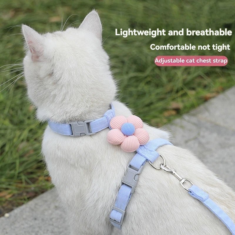 Cat Harness and Leash Sets Adjustable Dog Harness for Small Dog Leash Breashable Pet Harness Out Walking Dog Strap - Happy Tails