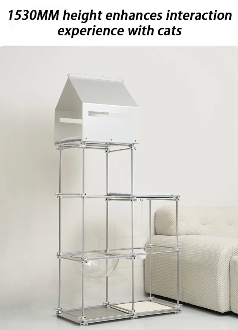 Multi Functional 4 Layers Trees Cat Climbing Frame Stable Acrylic Cat Nest House Cats Scratcher Board Sisal Pet Accessories - Happy Tails