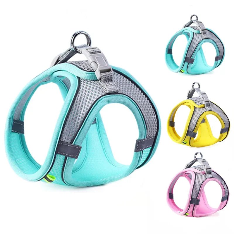 Cat Dog Harness Vest Chest Rope Set Reflective Breathable Adjustable Pet Harness for Small Medium Dogs Outdoor WalkingHappy TailsHappy Tails