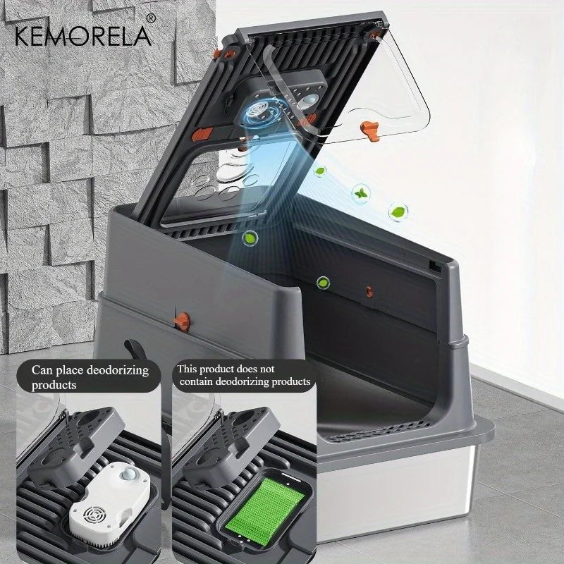 Stainless Steel Base Extra Large Cat Litter Box with Removable TopHappy TailsHappy Tails