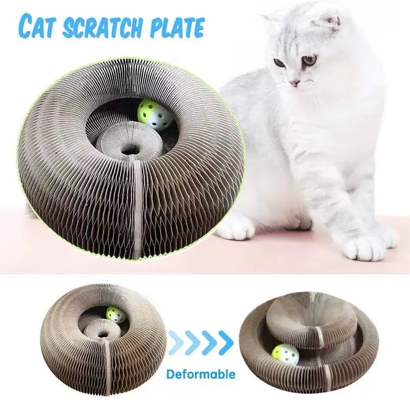 Cat toy,Folding cat scratch board,Bell ball bell pet toy,Cat paw training polishing tool,Toys for cats to entertain themselves. - Happy Tails