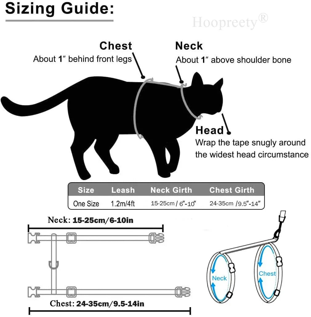 Kitten Cat Harness Leash Set Walking Escape Proof Adjustable Nylon Halter Collar Harness for Cats Puppy Rabbit Pet AccessoriesHappy TailsHappy Tails