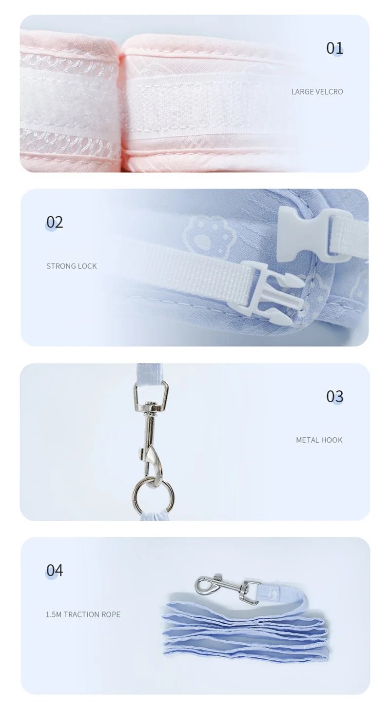 Cat Dog Harness Necklace Leash Collar Pet Items Accessories Kawaii Angel Wing Vest Harness For Dogs Cats Personalized Supplies - Happy Tails