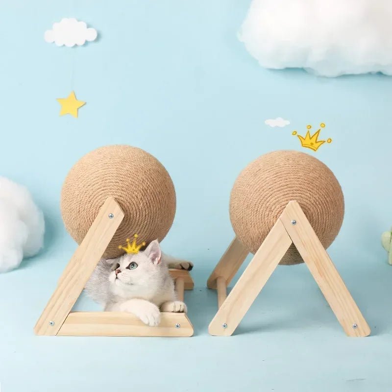 Cat Scratching Ball Wood Stand Pet Furniture Sisal Rope Ball Toys Kitten Climbing Scratcher Grinding Paws Scraper AccessoriesHappy TailsHappy Tails
