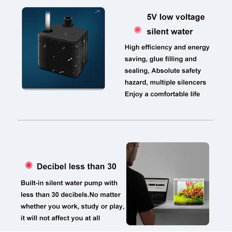 Desktop Aquarium 20*20*14CM Self - circulating Ecological Aquarium Pump, Oxygenation, Filter, Light Set Fish Tank Office DecoraHappy TailsHappy Tails