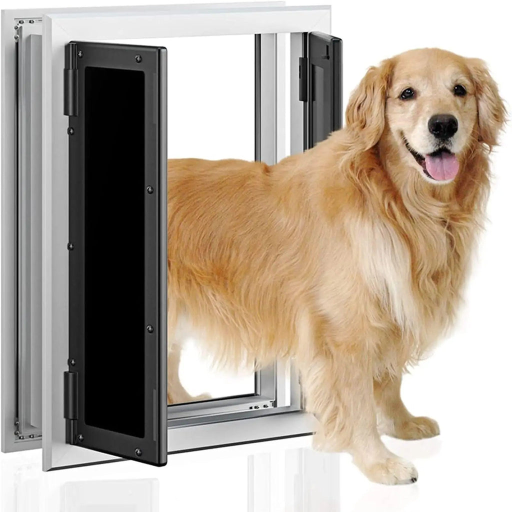 Dogs Door with Flap Heavy Duty Doors Large Aluminum Pet Door Energy Efficient Durable for Exterior Outdoor Indoor Wall DoorHappy TailsHappy Tails