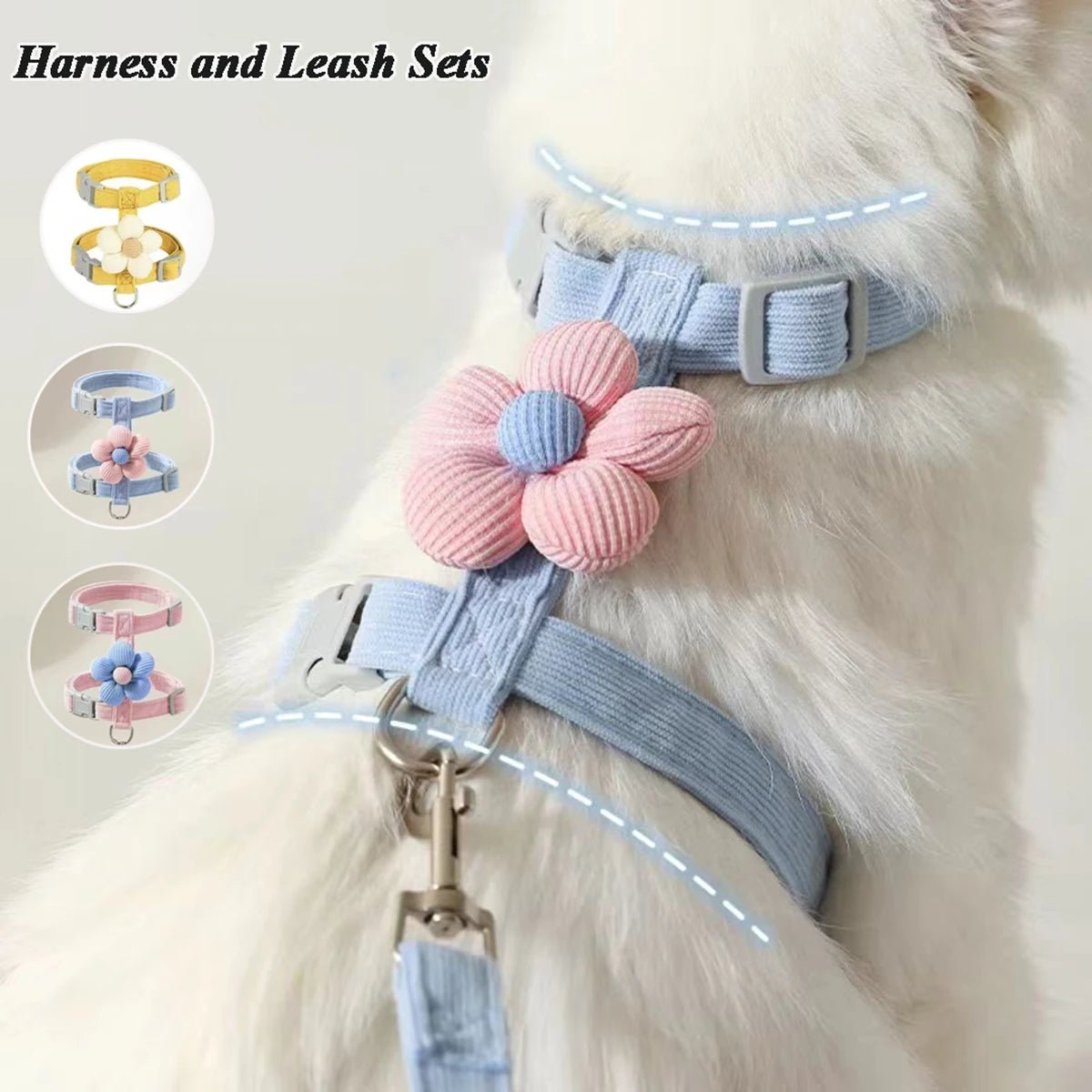 Cat Harness and Leash Sets Adjustable Dog Harness for Small Dog Leash Breashable Pet Harness Out Walking Dog StrapHappy TailsHappy Tails