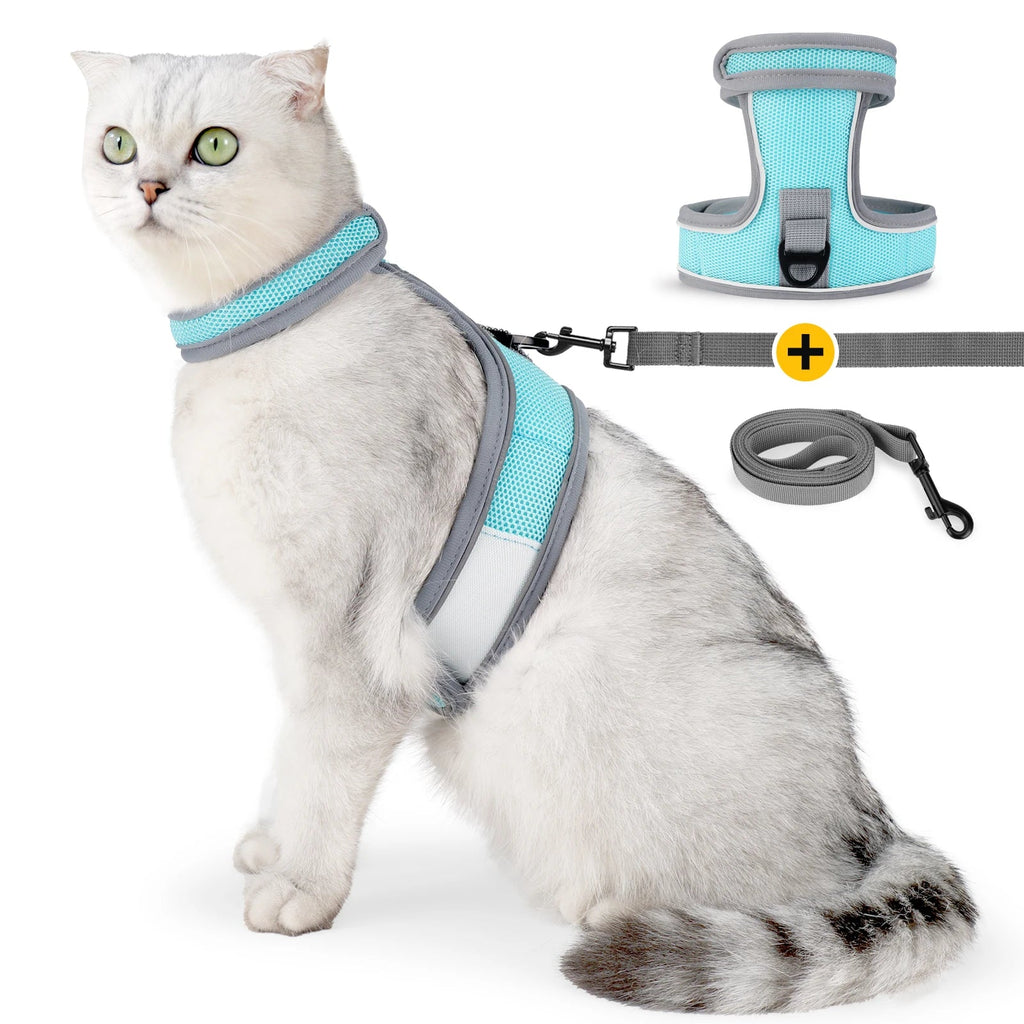 Cat Harness-Escape Proof Adjustable Cat Harness,Comfortable Soft,Walking Travel Kitten Harness for Small Medium Large Cats - Happy Tails
