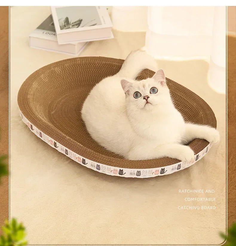 Corrugated Cat Scratcher Cat Scrapers Round Oval Grinding Claw Toys for Cats Wear-Resistant Cat Bed Nest Cat Accessories - Happy Tails