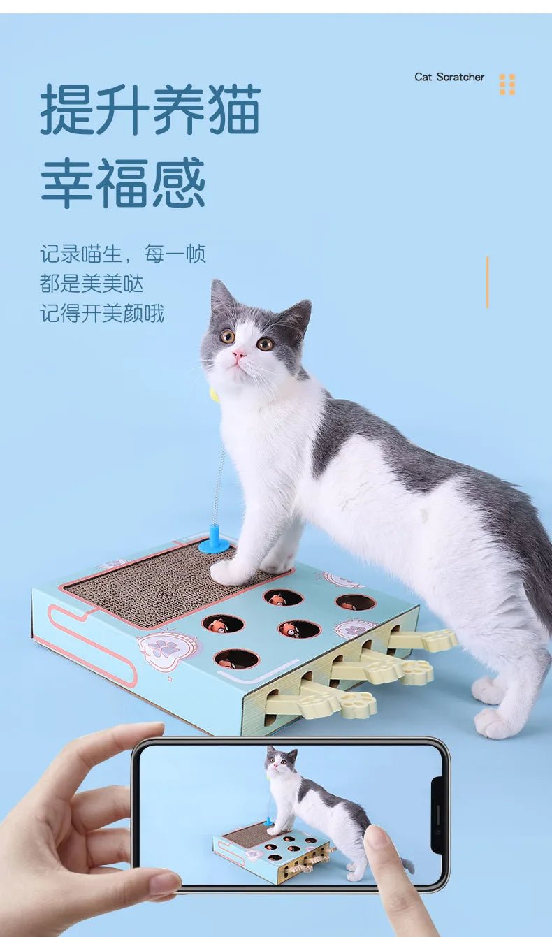 Cat Toy Whack - a - Mole Cat Scratching Board Toy Grinding Claw Rest Play Funny Cat Interactive Multifunctional Cat SuppliesHappy TailsHappy Tails