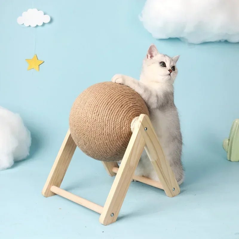 Cat Scratching Ball Wood Stand Pet Furniture Sisal Rope Ball Toys Kitten Climbing Scratcher Grinding Paws Scraper AccessoriesHappy TailsHappy Tails