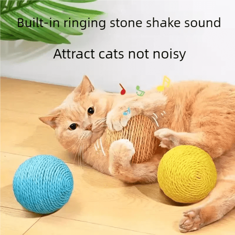 8cm Cat Scratching Ball Interactive Cat Toys Bite Resistant Kitten Chasing Ball Pet Sounding Toys for Cats with Cat AccessoriesHappy TailsHappy Tails