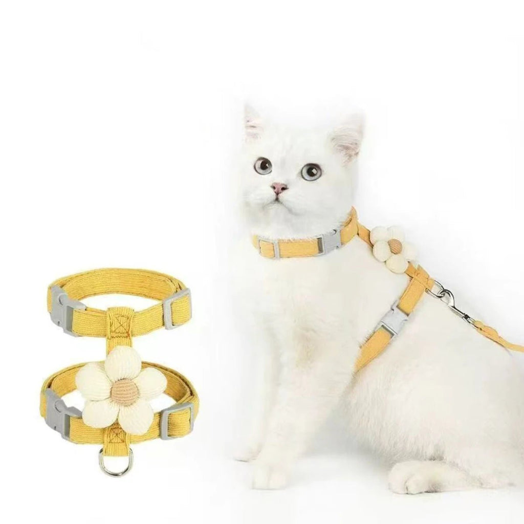 Cat Harness and Leash Sets Adjustable Dog Harness for Small Dog Leash Breashable Pet Harness Out Walking Dog Strap - Happy Tails