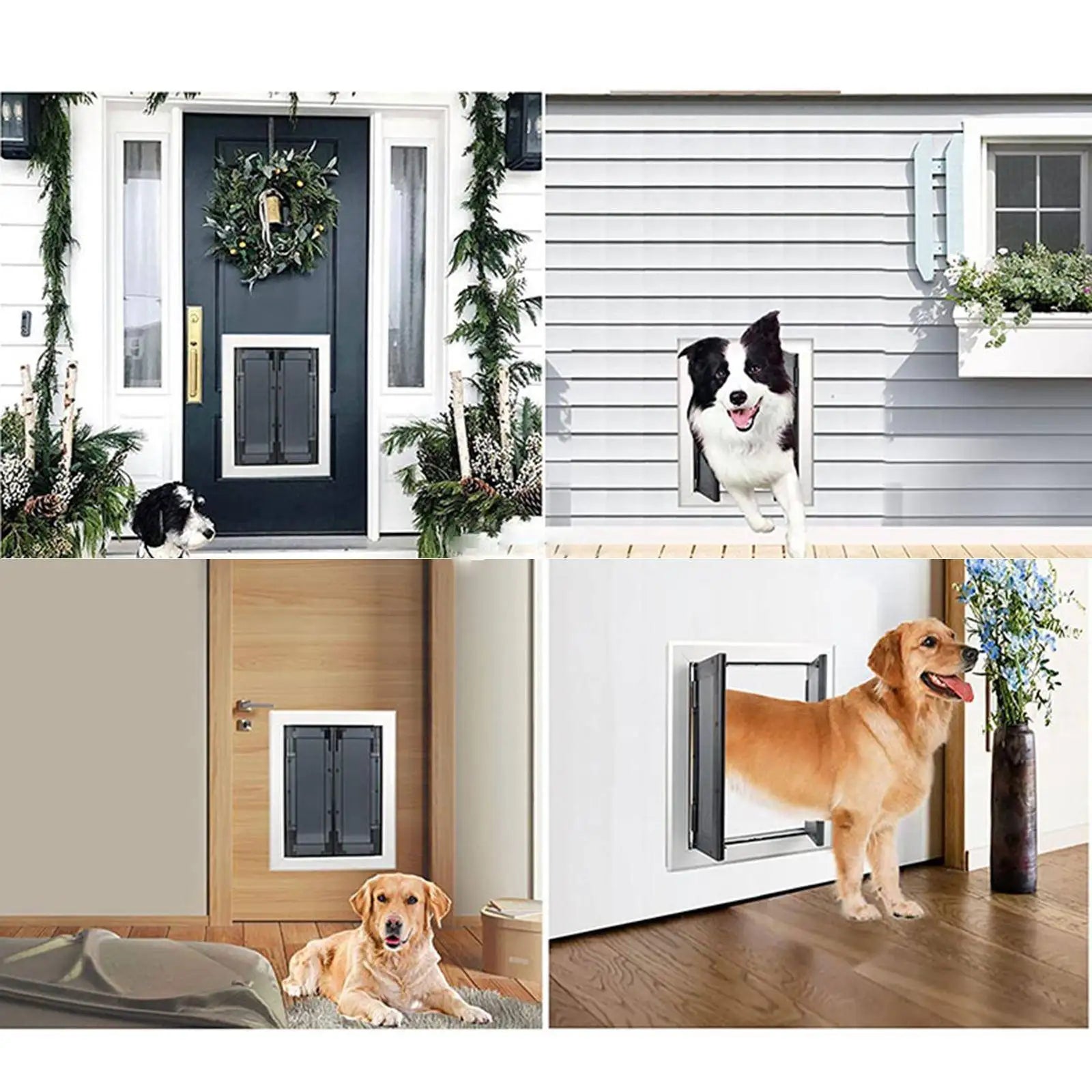 Dogs Door with Flap Heavy Duty Doors Large Aluminum Pet Door Energy Efficient Durable for Exterior Outdoor Indoor Wall DoorHappy TailsHappy Tails