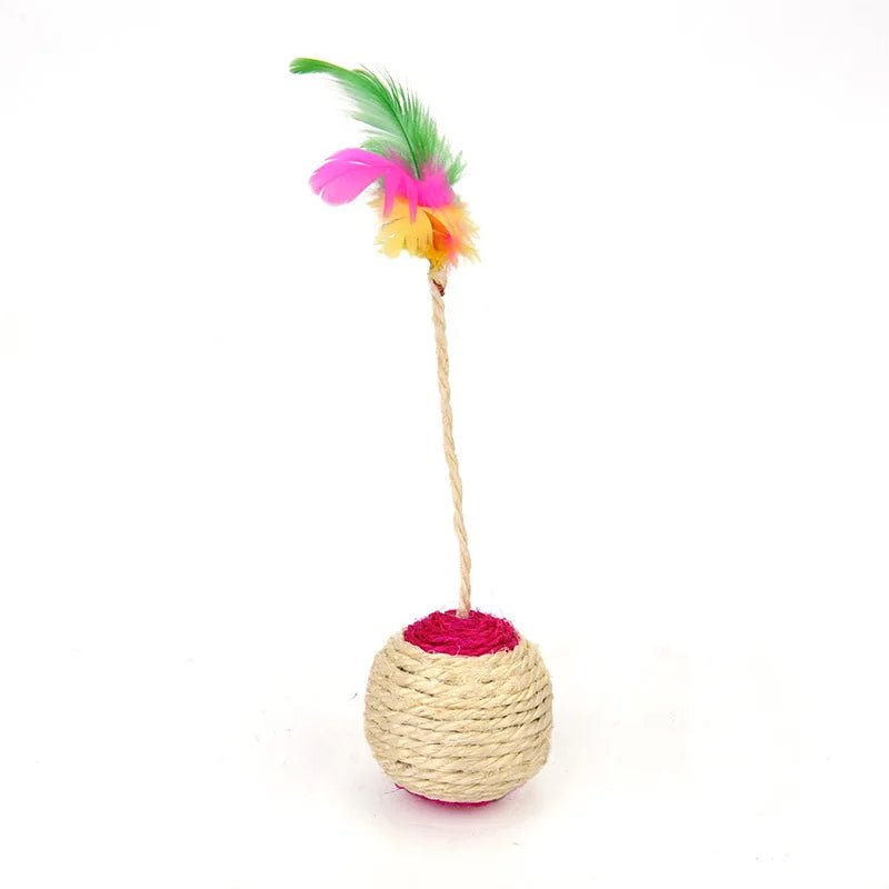 Cat Toy Sisal Scratching Ball Training Interactive Toy for Kitten Pet Supplies Feather Toy cat accessories Interactive - Happy Tails
