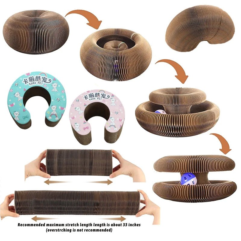 Cat toy,Folding cat scratch board,Bell ball bell pet toy,Cat paw training polishing tool,Toys for cats to entertain themselves. - Happy Tails