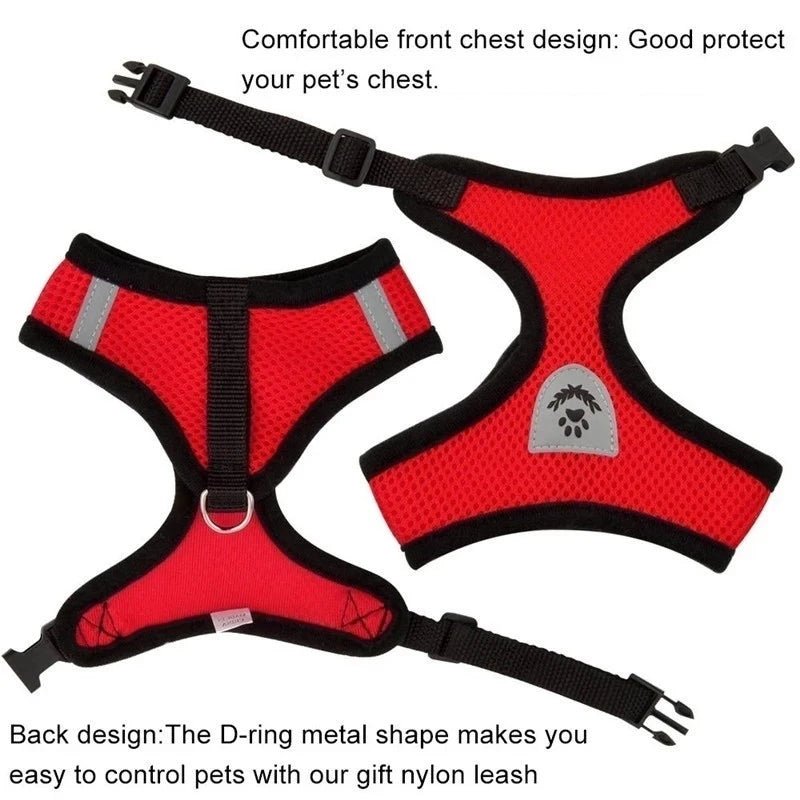 Cat Harness Adjustable Vest Walking Traction Rope Set for Dog Collar Breathable Mesh Harness for Small Medium Cat Dog Pet Lead - Happy Tails