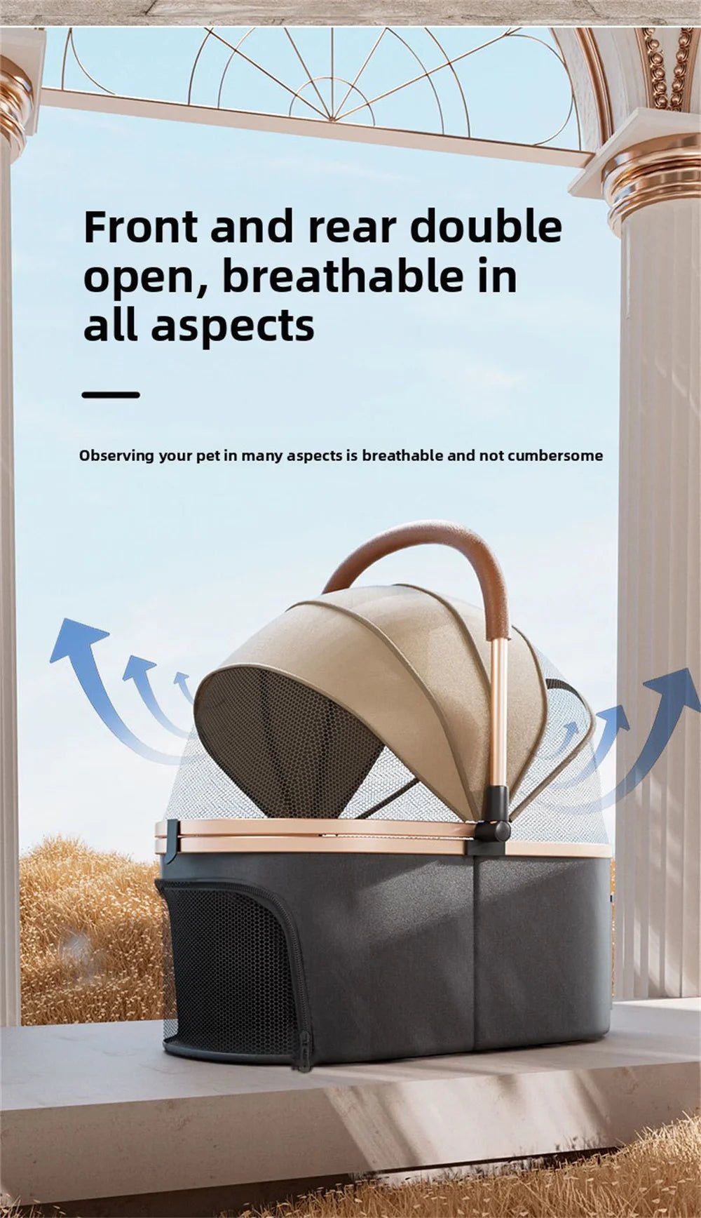 3 in 1 Detachable Pet Stroller for Dog Cat Foldable Travel Carrier up to 50lbs with Portable Carry Bag Storage BasketHappy TailsHappy Tails