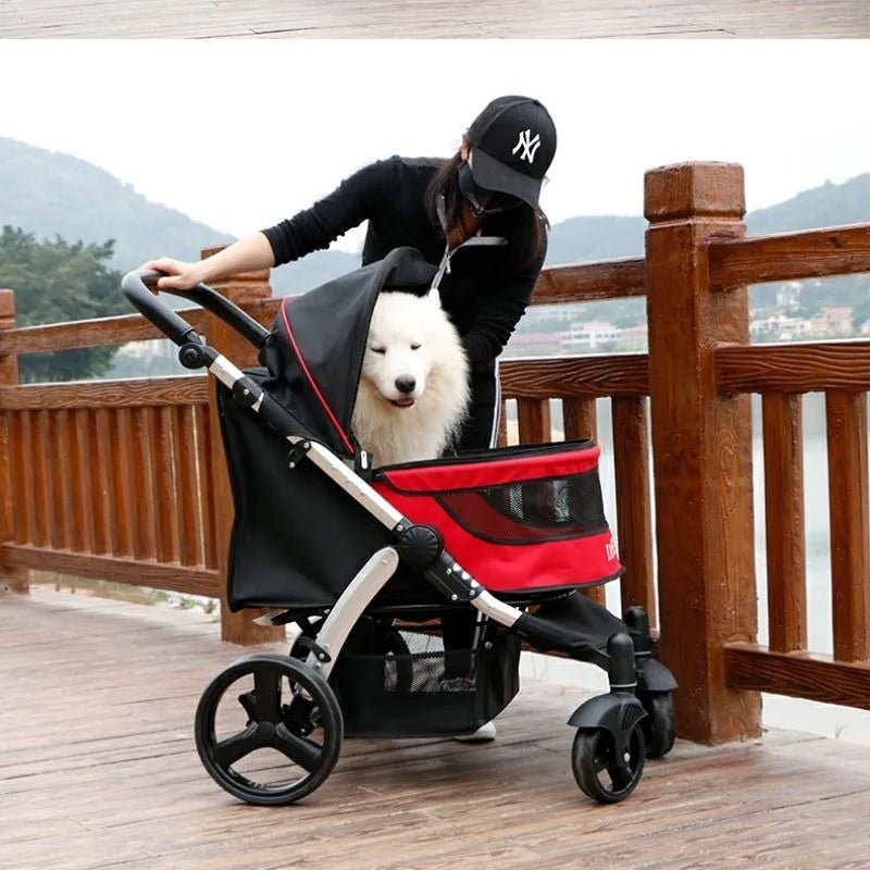 Foldable Dog Strollers 35KG Medium Luxury Dog Strollers Designer Cute Travel Outdoors Dogs Stroller Cheap Portable Pet SuppliesHappy TailsHappy Tails