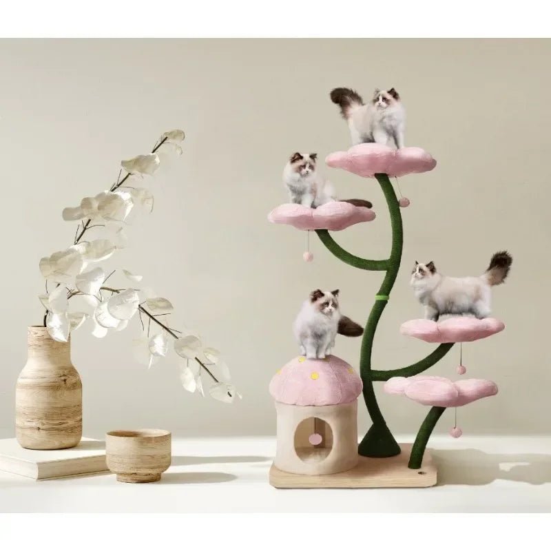 Flower Cat Scratching Post Climbing Frame Tree House Modern Luxury Tower Scratching Post Cat Trees & Scratcher Wood Cat TreesHappy TailsHappy Tails