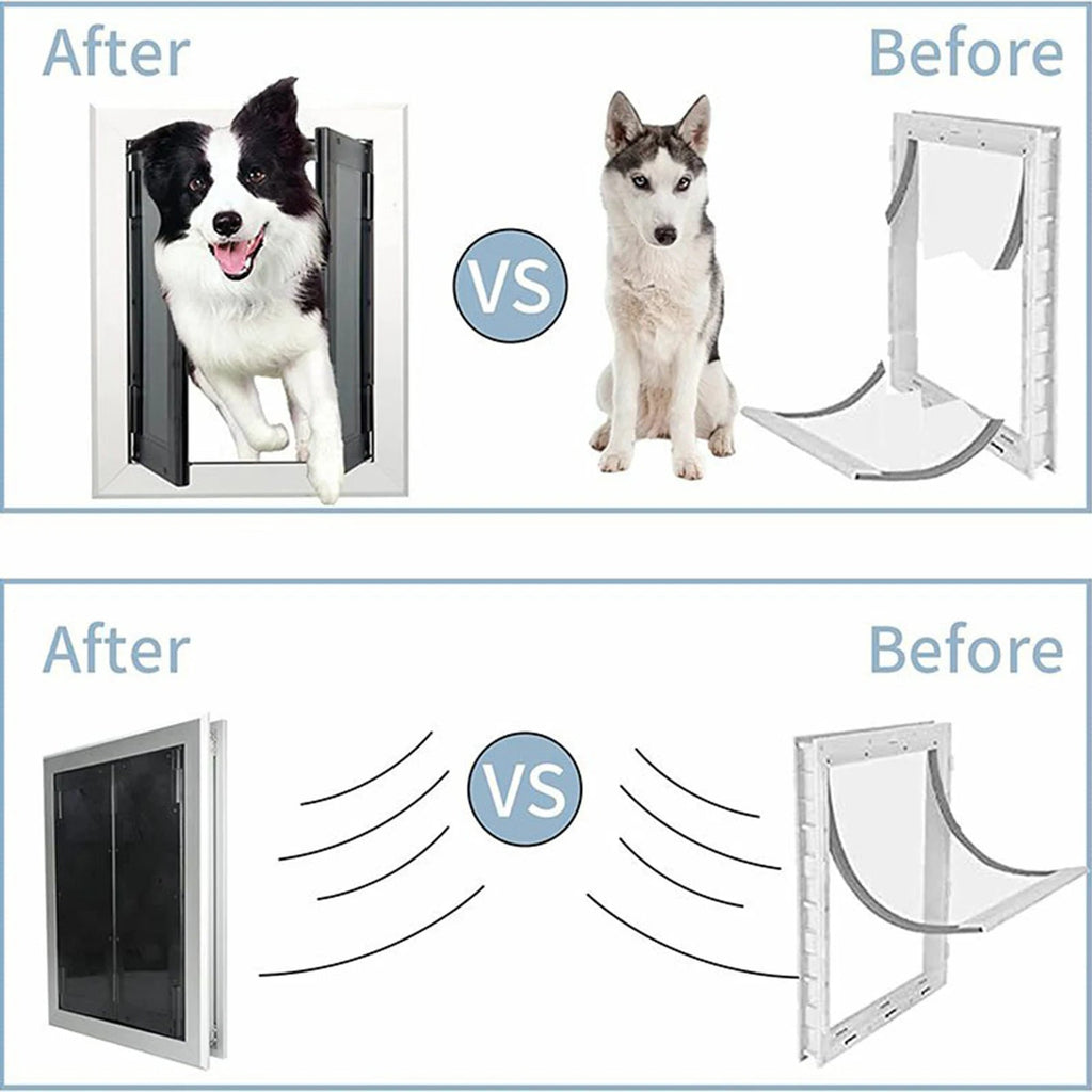 Dogs Door with Flap Heavy Duty Doors Large Aluminum Pet Door Energy Efficient Durable for Exterior Outdoor Indoor Wall DoorHappy TailsHappy Tails