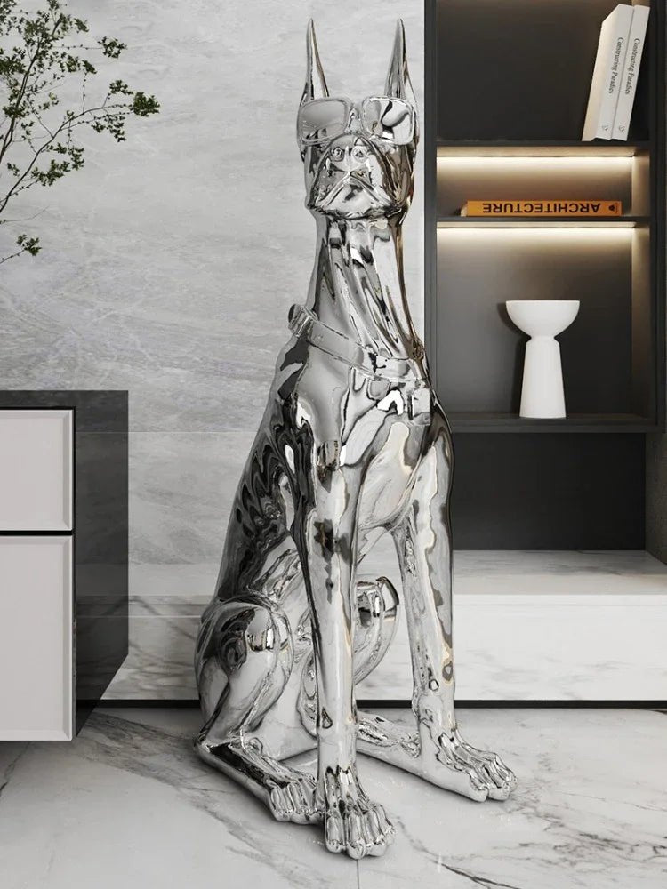 Dog Sculptures Statue Large Luxury Creative Figurines Modern Nordic Figurine Living Room Sculpture Sofa Beside Home DecorationHappy TailsHappy Tails