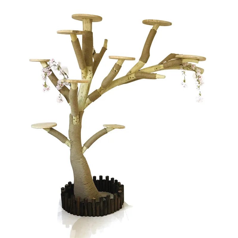 Cat Climbing Cat Nest Cat Tree Scratching Post Twine Solid Wood Pet Products Supplies Scratchers Furniture Multi-Level Plush - Happy Tails