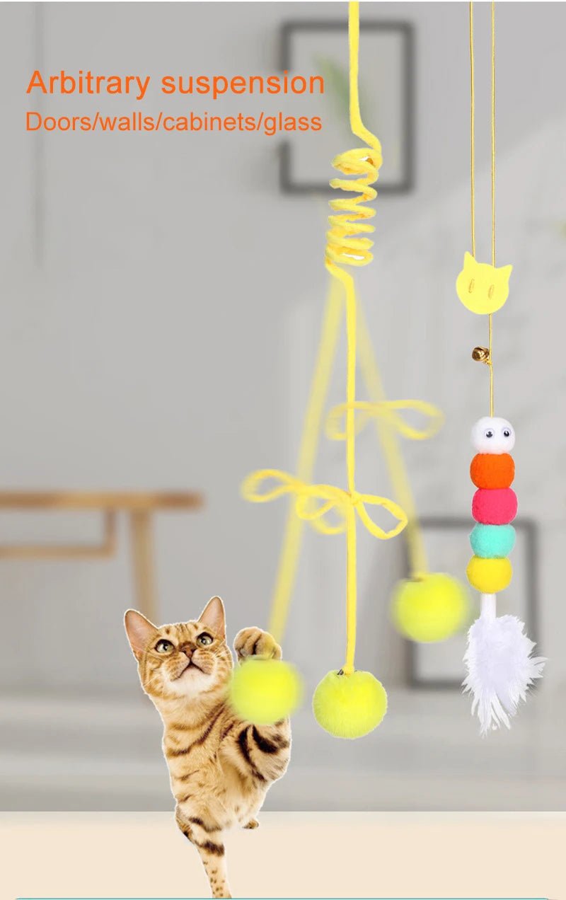 Simulation Cat Toy Cat Scratching Rope Feather Funny Kitten Playing Game Interactive Toy Retractable Hanging Door Pet Supplies - Happy Tails