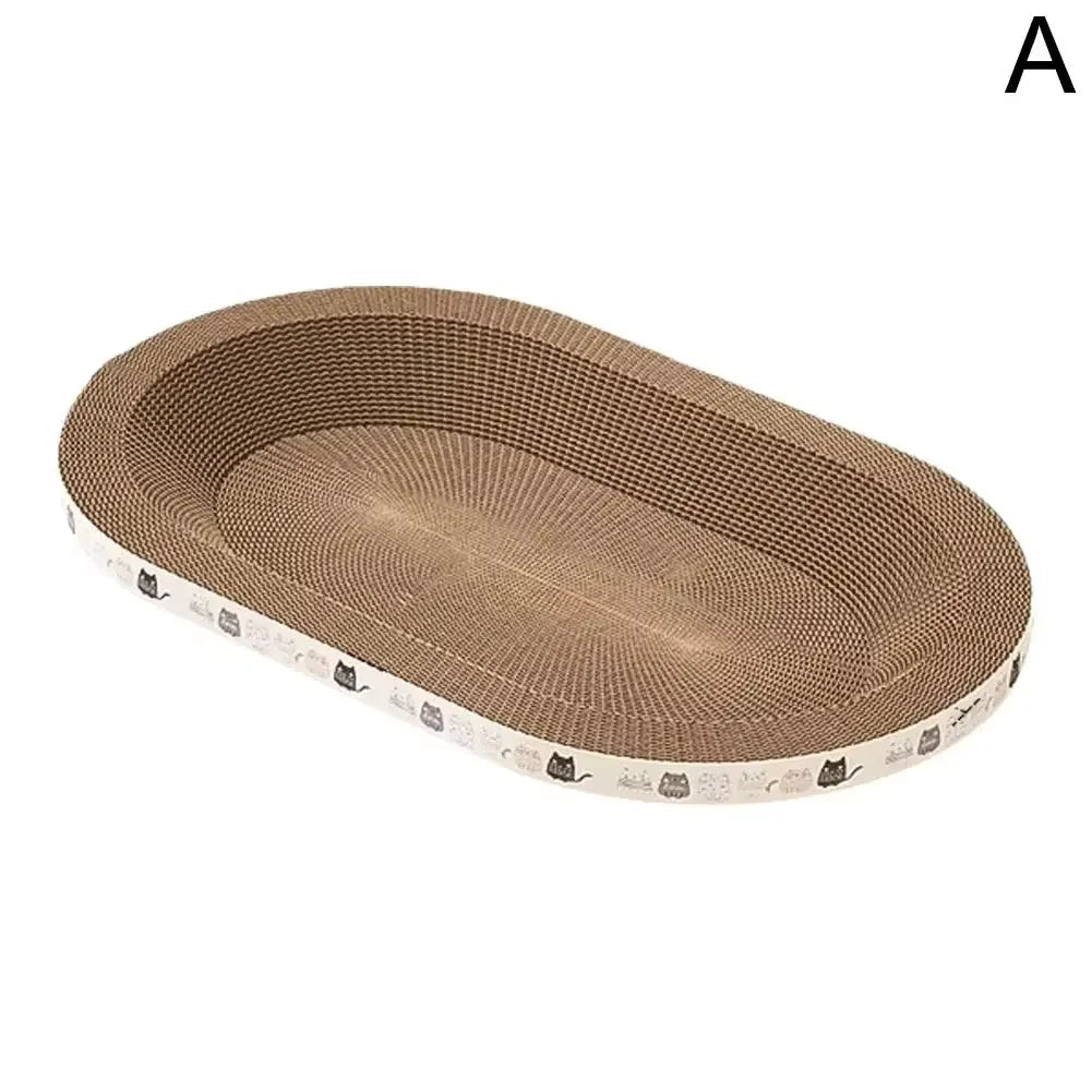 Corrugated Cat Scratcher Cat Scrapers Round Oval Grinding Claw Toys for Cats Wear-Resistant Cat Bed Nest Cat Accessories - Happy Tails