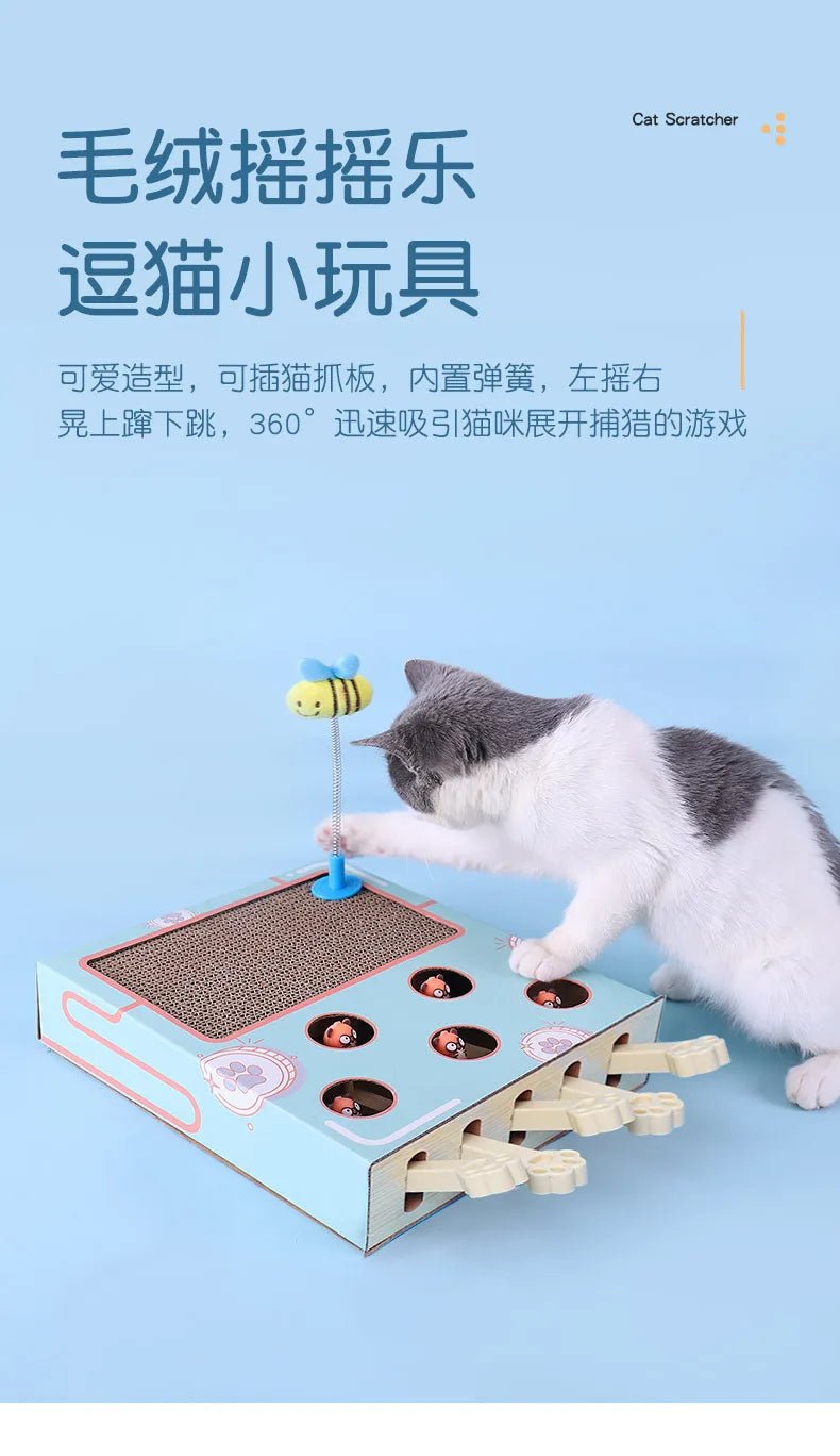 Cat Toy Whack - a - Mole Cat Scratching Board Toy Grinding Claw Rest Play Funny Cat Interactive Multifunctional Cat SuppliesHappy TailsHappy Tails