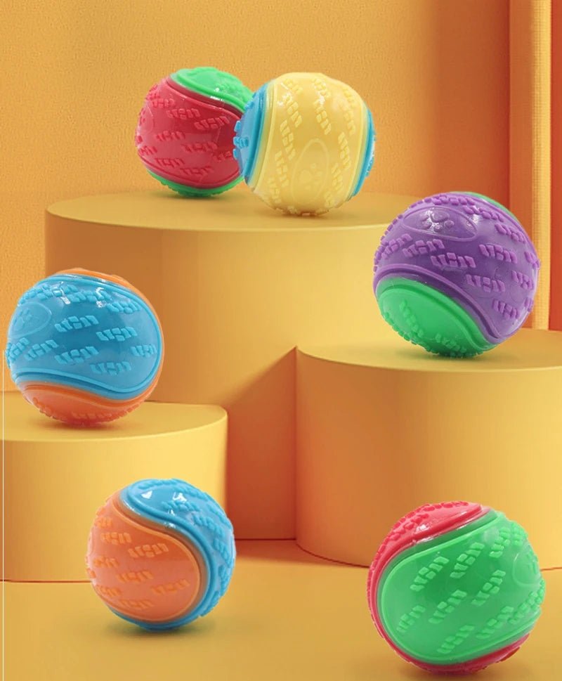 Dogs Interactive Toys Soft TPR Toys for Dog Pet Teeth Cleaning Bite Resistance Squeaky Dog Ball ToyHappy TailsHappy Tails