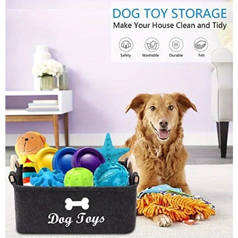 Felt pet toy box, dog toy box, storage basket box - perfect for organizing petsHappy TailsHappy Tails