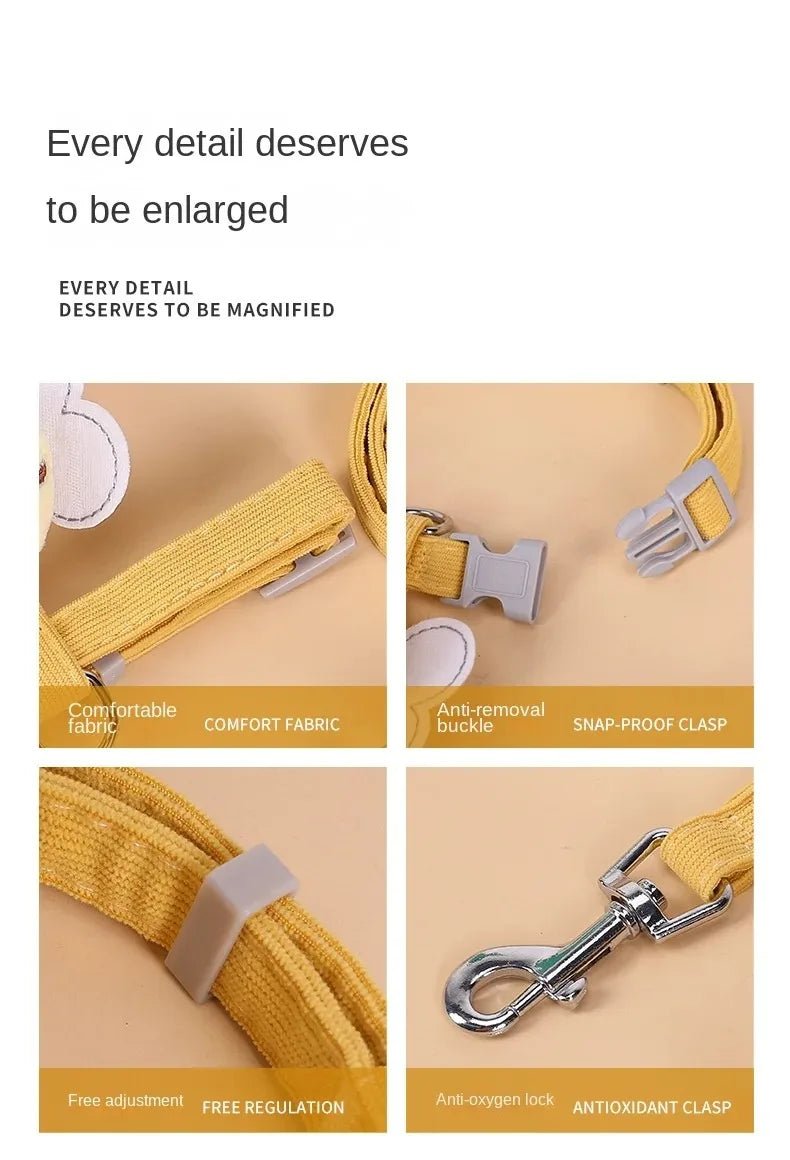 Cat Harness Leash Collar Set Adjustable Cartoon Bee Double Layer Dog Harness for Small Medium Pet Collar Leash Outdoor Walking - Happy Tails