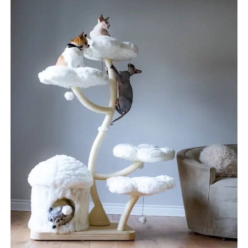 Flower Cat Scratching Post Climbing Frame Tree House Modern Luxury Tower Scratching Post Cat Trees & Scratcher Wood Cat Trees - Happy Tails