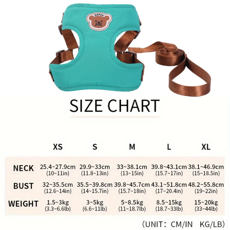 Dog Harness Leash for Medium Small Dogs - Comfortable Pet Chest Harness, Durable Walking Rope, Adjustable, Ideal for Daily Walks - Happy Tails