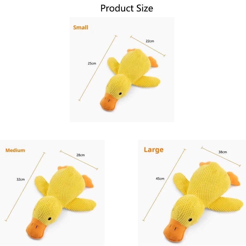 Dog sleeping with a dog hug duck toys to relieve boredom of little yellow duck pet interactive plush doll pet supplies - Happy Tails
